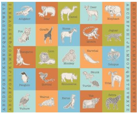 Animal Park Fun Block Panel Multi by Stacy Iest Hsu -Ships in January