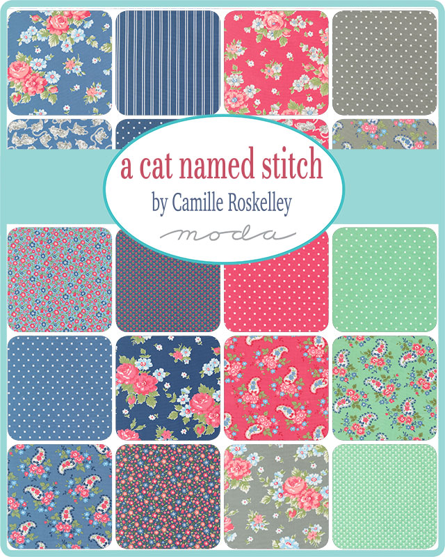 A Cat Named Stitch Charm Pack 5x5 PREORDER Camille Roskelley for Moda Fabrics Ships April 2026