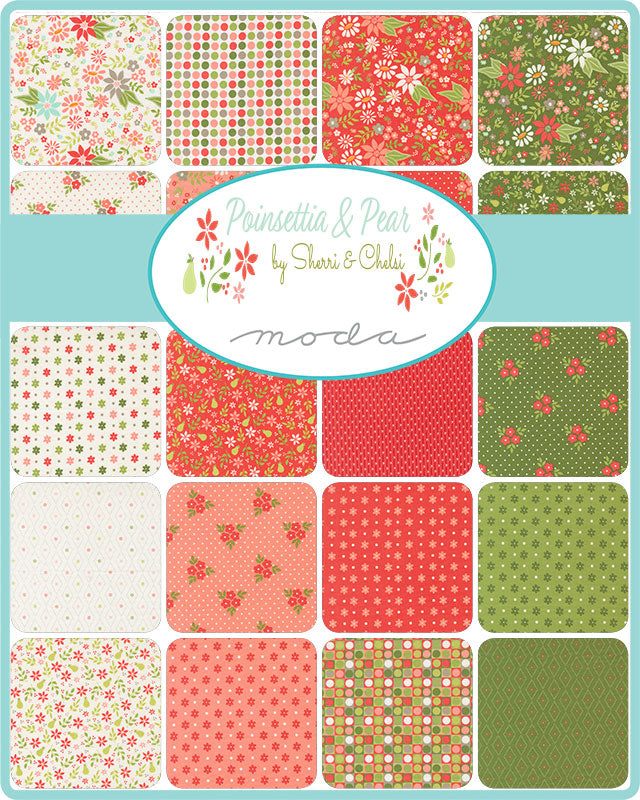 Preorder – Poinsettia Stars BOM Quilt Kit 59.5x 74.5 Poinsettia & Pear by Sherri and Chelsi for Moda Fabrics Ships May 2026