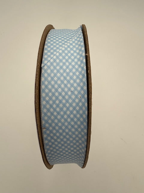 2.5” Bias Quilt Binding – Riley Blake Gingham Boy Blue Single Fold Quilt Binding – Sold by the Yard