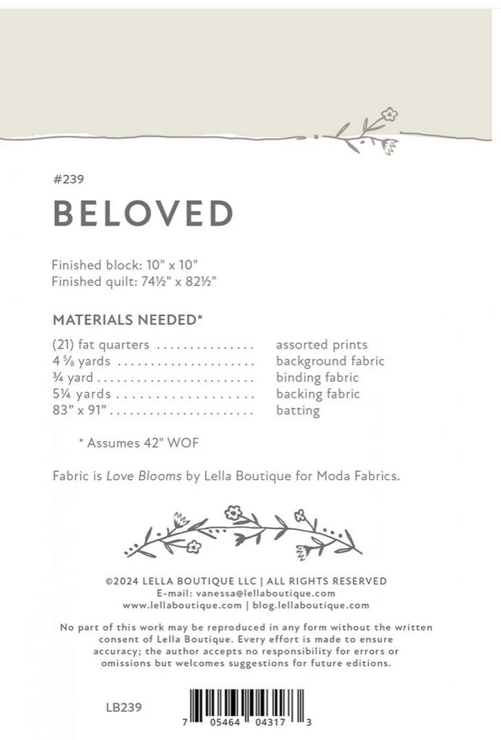 Beloved Quilt Pattern – Lella Boutique