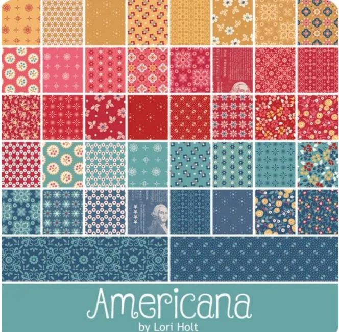 Brightly Quilt Kit – 60" x 72" | Featuring Americana by Lori Holt for Riley Blake Designs | Pattern by Cluck Cluck Sew