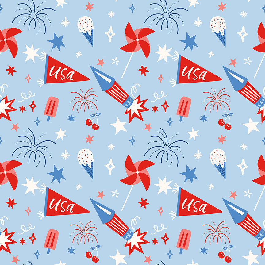 Liberty Stars Quilt Kit – Firecracker by My Minds Eye for Riley Blake – 56” x 74”