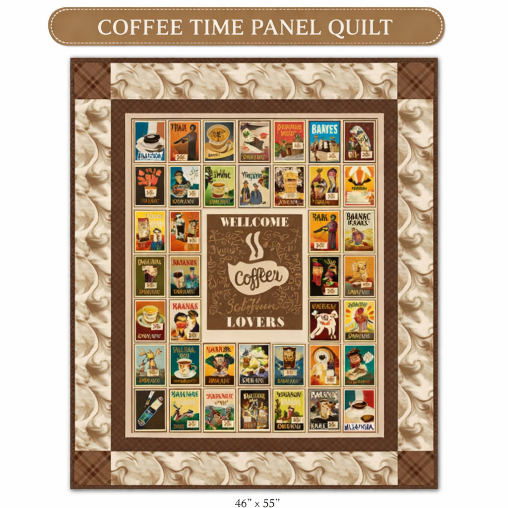 Coffee Time Panel Quilt Kit - Coffee Lovers Quilt – 46x55 Designed by Riley Blake