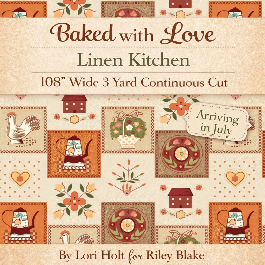 Preorder - Arriving July -Baked with Love Linen Kitchen 108" Wideback 3 Yard Continuous Cut -By Lori Holt for Riley Blake Designs