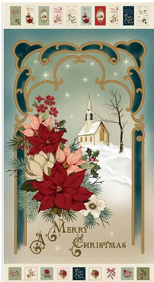 Christmas Greetings Digital Quilt Panel by Sandy Gervais for Riley Blake Designs – 23 1/2” x 43 1/2” – Shipping in May