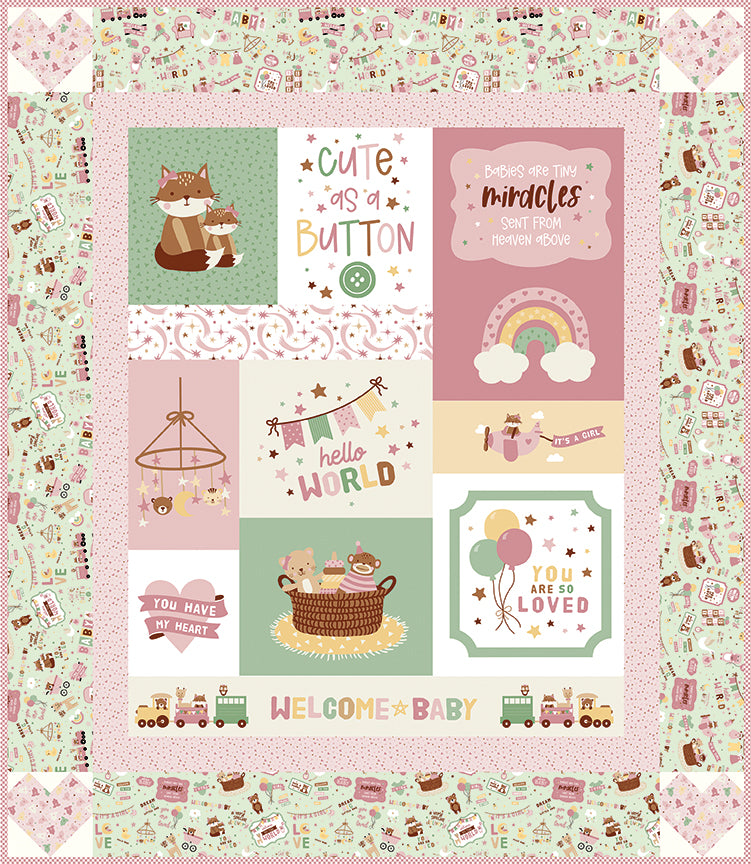 Reserve Now: Baby Girl Cute as a Button Panel Boxed Quilt Kit by Lori Whitlock