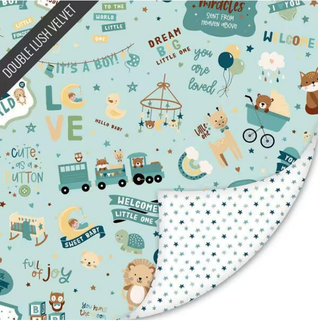 Double Lush Velvet Baby Boy Double-Sided Yardage – 36” x 60”
