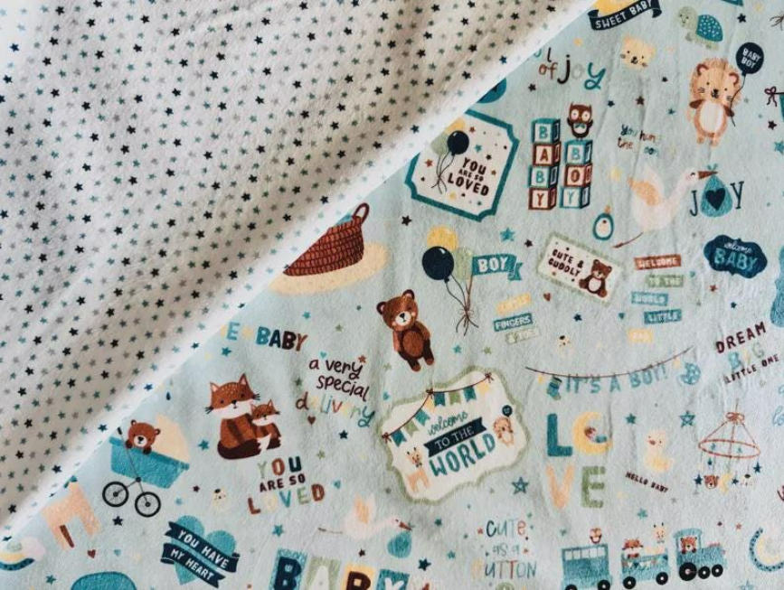 Double Lush Velvet Baby Boy Double-Sided Yardage – 36” x 60”