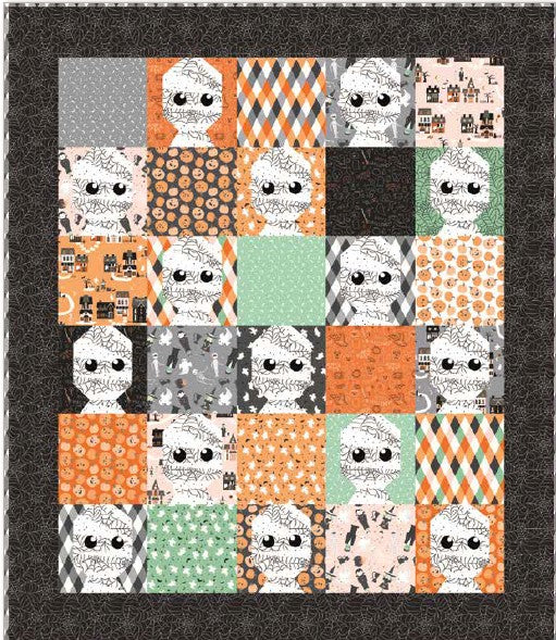 Frank and Friends Mummy Quilt Kit Designed by Riley Blake, featuring Frank and Friends by My Mind’s Eye- 55.5 x 64.5- Ships April
