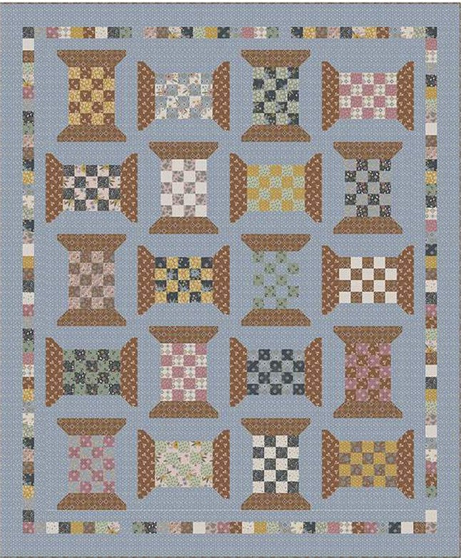 Honey Locust Checkered Spools Boxed Quilt Kit by Amber Johnson - Ships August 2025