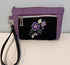 Zippy Clutch – Lavender Cork with Embroidered Flowers & Silver Accents