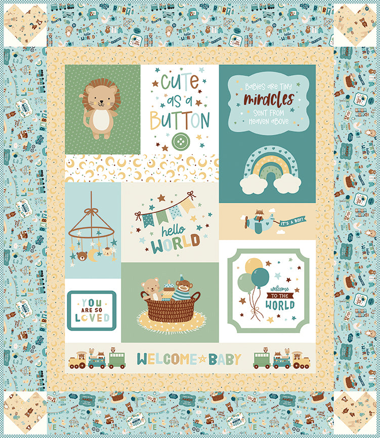 Reserve Now: Baby Boy Cute as a Button Panel Boxed Quilt Kit by Lori Whitlock