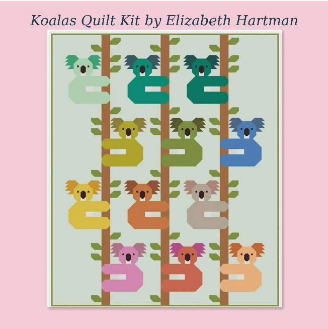 Koalas Quilt Kit by Elizabeth Hartman featuring Bella Solids Moda Fabrics 65 x 78