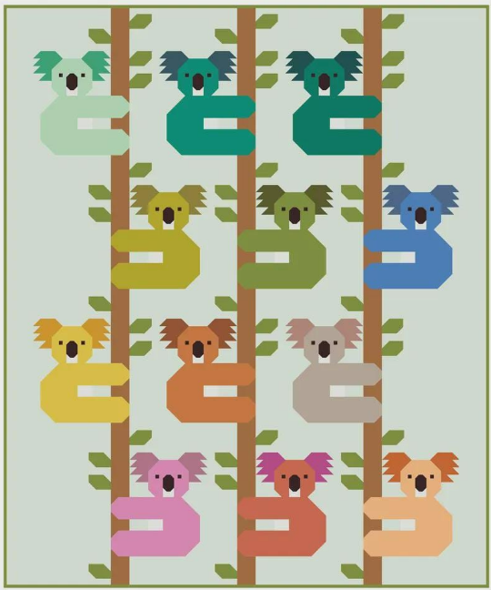 Koalas Quilt Kit by Elizabeth Hartman featuring Bella Solids Moda Fabrics 65 x 78