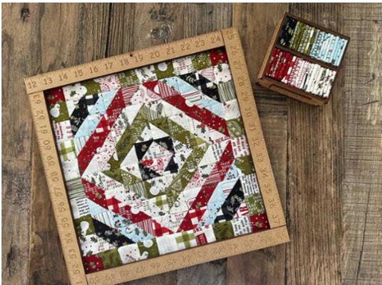 Little Wood Box Emmitt and Ivy Mini Quilt Kit with Wood Frame Ruler Display Bundle Ships in September