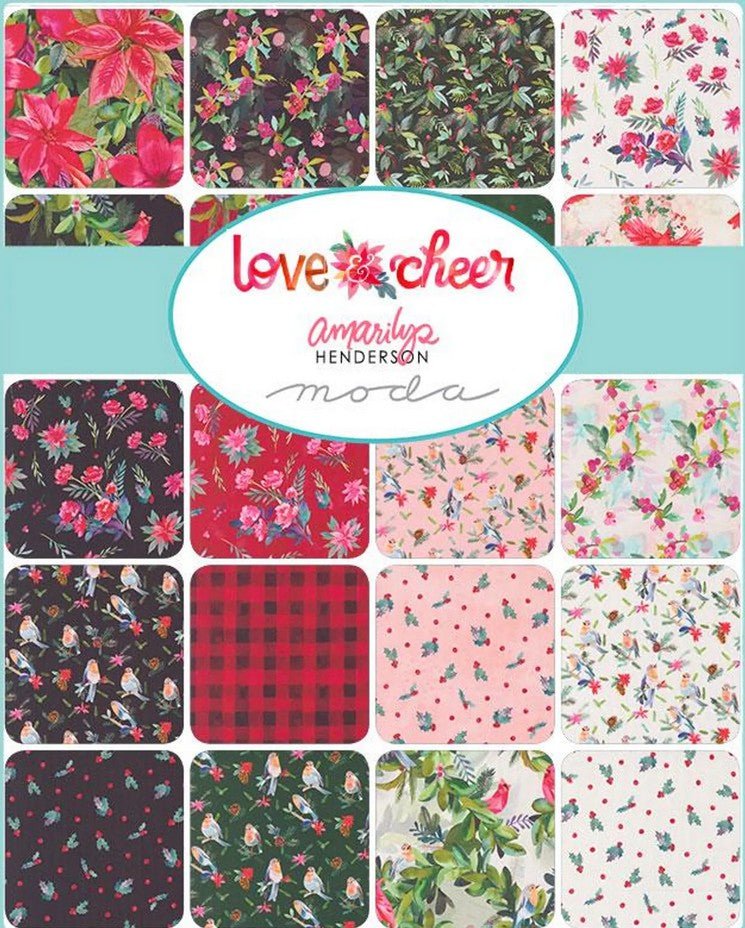 Love & Cheer Jollity Boxed Quilt Kit –  by Moda Fabrics Designed by Wendy Sheppard | Fabric by Amarilys Henderson Finished Size: 59" x 64"