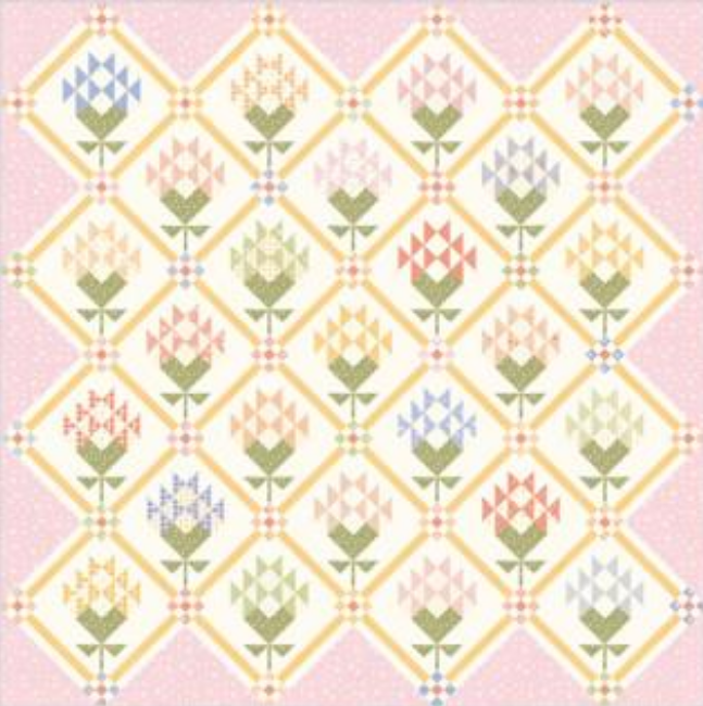 Mayflowers Boxed Quilt Kit (78x78) Pastel Prairie by Heather Briggs from It's My Sew Quilty Life for Moda