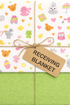Flannel Receiving Blanket Kit - Bundle of Joy Toss White with Pretty Green backing- Doodlebug Riley Blake