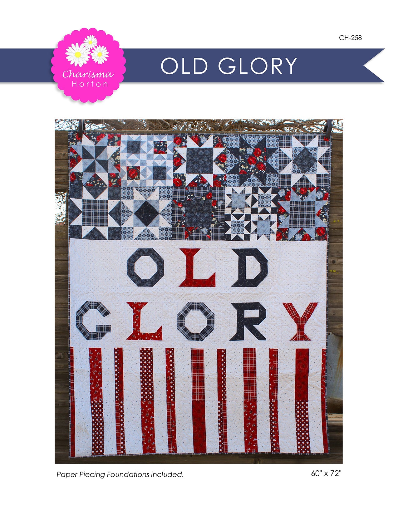 The Old Glory Quilt Kit - Pattern by Wendy Sheppard -Independence by The Riley Blake Designers Quilt Size: 60” x 72”Ships in March