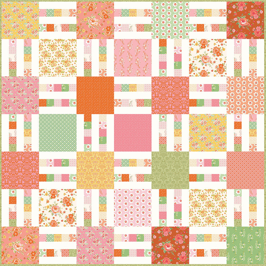 Peach Cobbler Picket Fence Quilt Kit – 67" x 67" – Ships in March