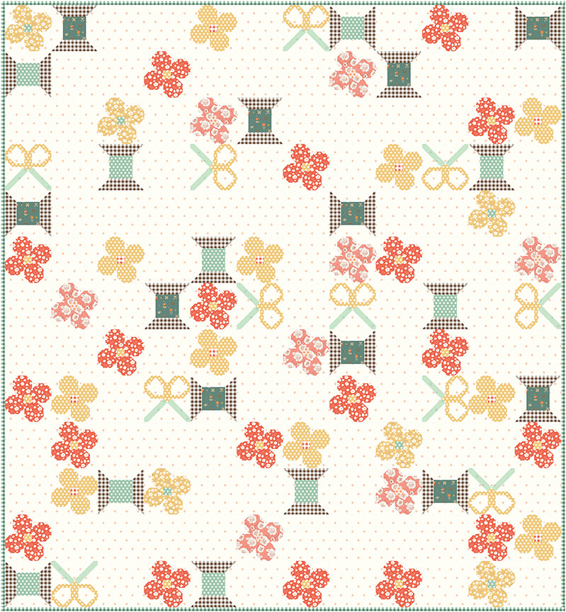 Snips & Blossoms Quilt Kit -Featuring Sunsetridge by Minki Kim for Riley Blake Designs Finished size: approx. 72" x 78"