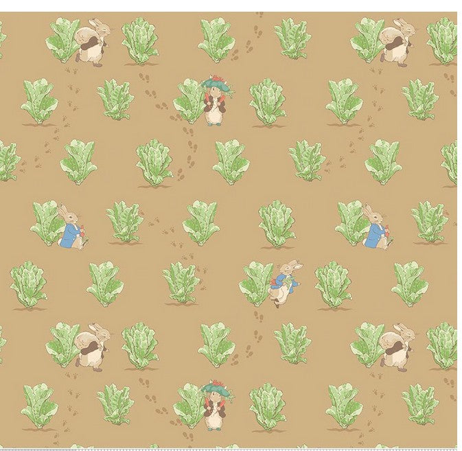 Peter Rabbit and Benjamin Bunny Panel Quilt Kit by Beatrix Potter- 57 1/2 by 57 1/2 Tan and Cream