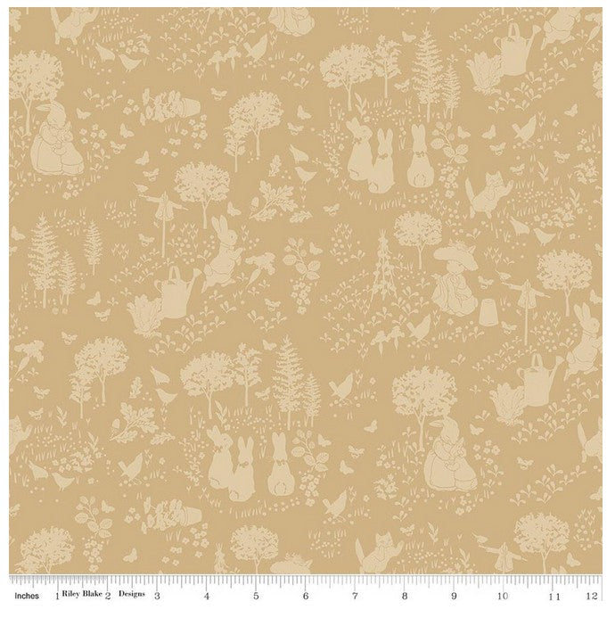 Peter Rabbit and Benjamin Bunny Panel Quilt Kit by Beatrix Potter- 57 1/2 by 57 1/2 Blue and Tan