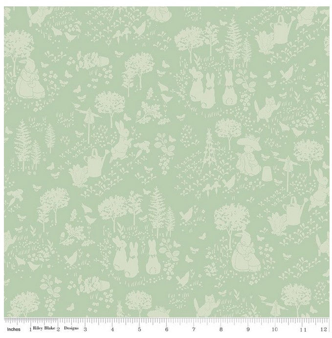 Peter Rabbit and Benjamin Bunny Panel Quilt Kit by Beatrix Potter- 57 1/2 by 57 1/2 Green