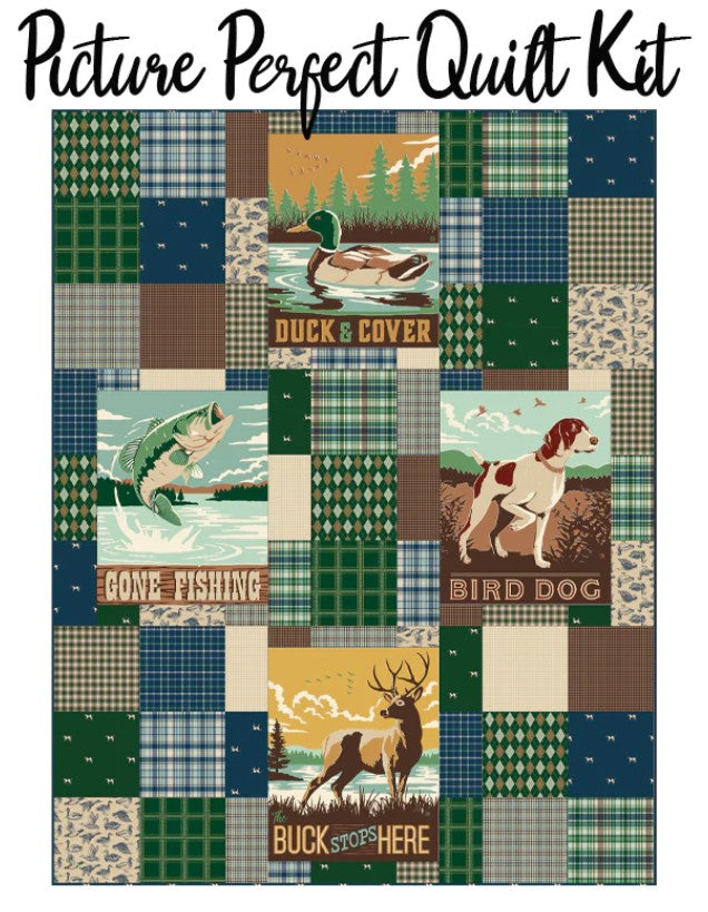 Picture Perfect Quilt Kit – Plaid-Venture Club by Riley Blake | 56" x 72" Hunting, Fishing & Nature Quilt Kit -Ships in Nov/Dec