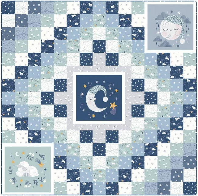 Sleep Tight Little Star Panel Quilt Kit 68" x 68" from Twinkle Little Star collection by Natalia Juan Abello for Riley Blake Designs