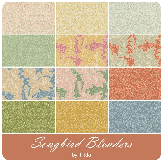PREORDER – Tilda Songbird Fat Quarter Bundle | 12 Fabrics | Blenders Lila & Stella | Arriving February