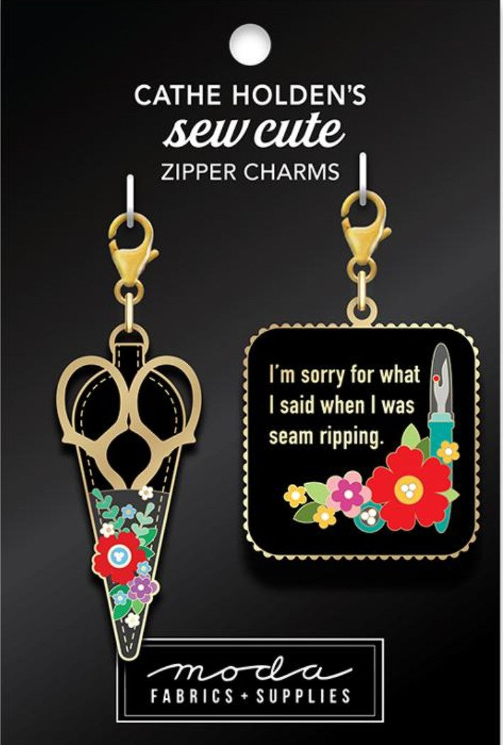 Scissor & Seam Ripper Quote Zipper Pulls – 2ct by Cathe Holden | Sew Cute Collection