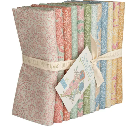 PREORDER – Tilda Songbird Fat Quarter Bundle | 12 Fabrics | Blenders Lila & Stella | Arriving February