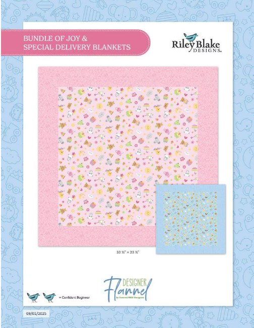 Flannel Receiving Blanket Kit - Bundle of Joy Toss Pink Doodlebug Riley Blake