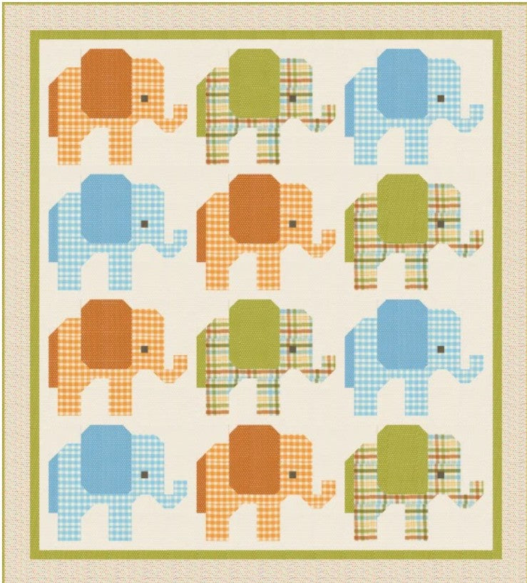 Animal Park Fun Elephant Friends Quilt Kit Designed by Stacy Iest Hsu for Moda Fabrics-Ships in January