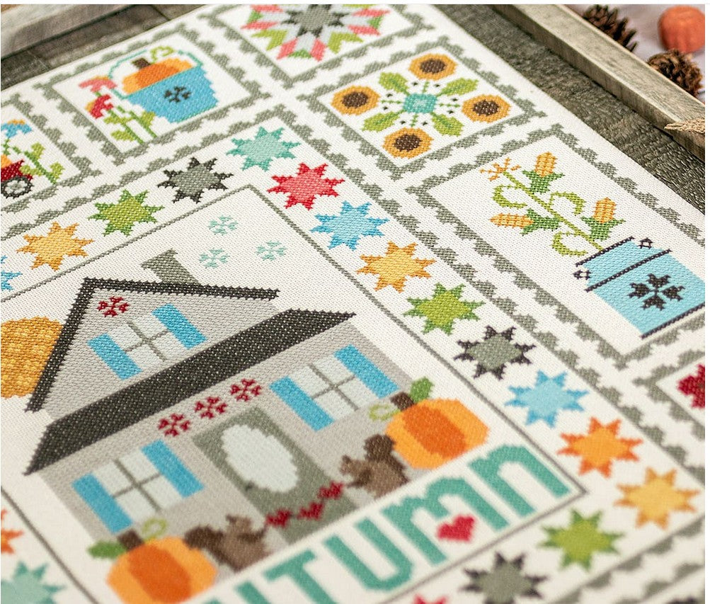 Autumn Love Cross Stitch by Lori Holt, published by It's Sew Emma ISE 472