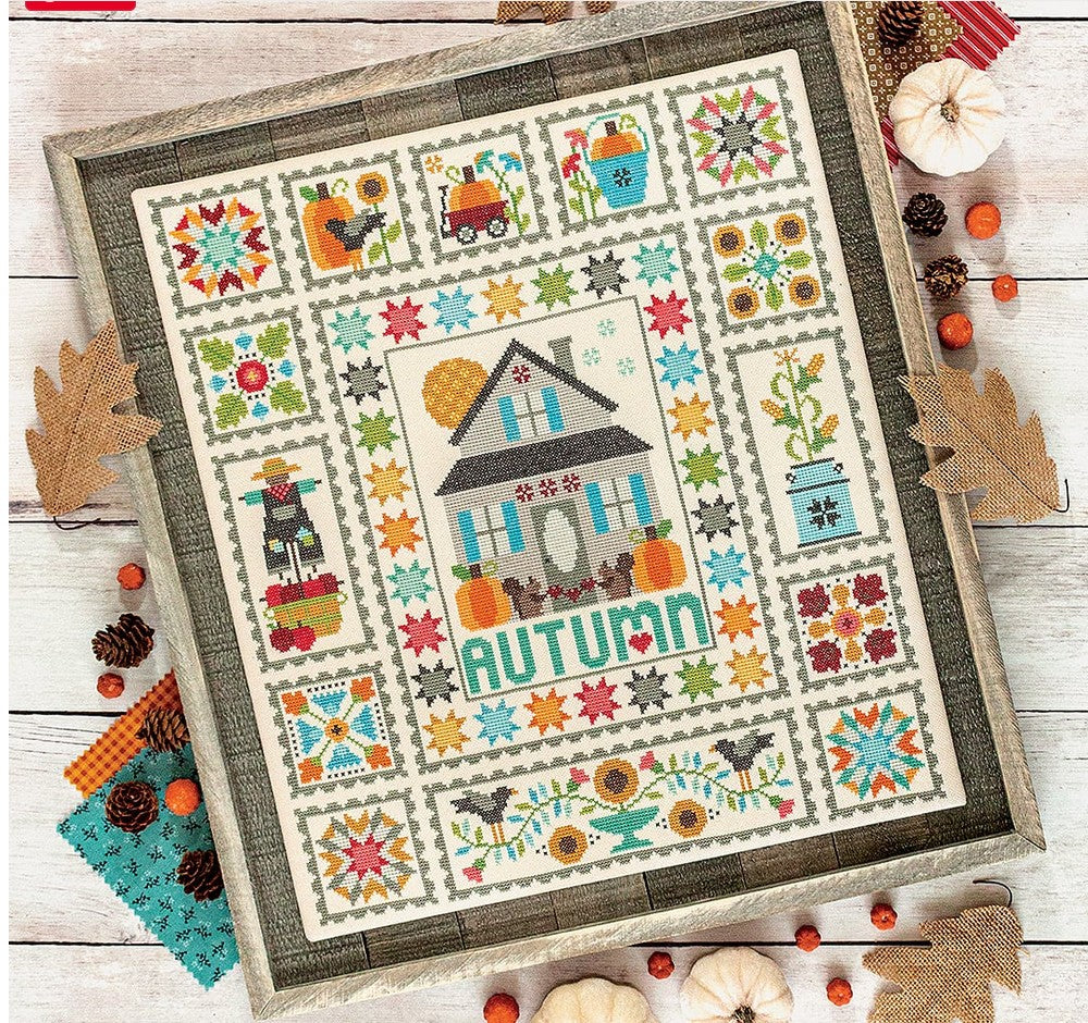 Autumn Love Cross Stitch by Lori Holt, published by It's Sew Emma ISE 472