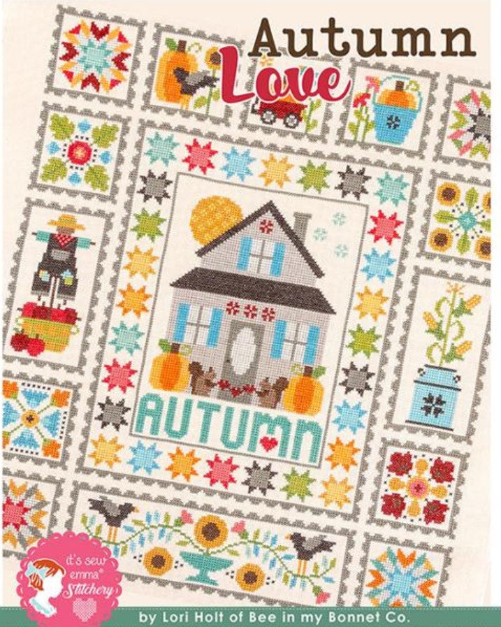 Autumn Love Cross Stitch by Lori Holt, published by It's Sew Emma ISE 472