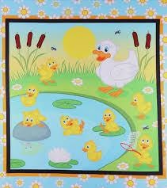 Mook Fabrics Cotton Mother & Baby Ducks Fabric Panel – 42” x 36”