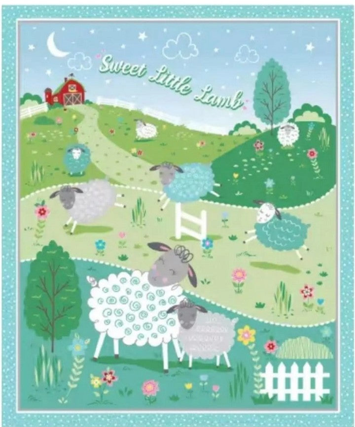 Benartex Sweet Little Lamb Multi Panel 42” x 36”