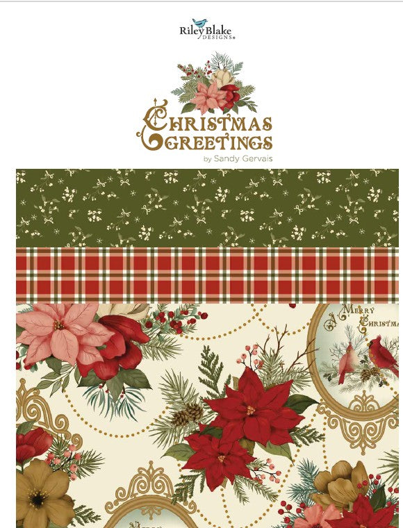 Christmas Greetings Digital Quilt Panel by Sandy Gervais for Riley Blake Designs – 23 1/2” x 43 1/2” – Shipping in May