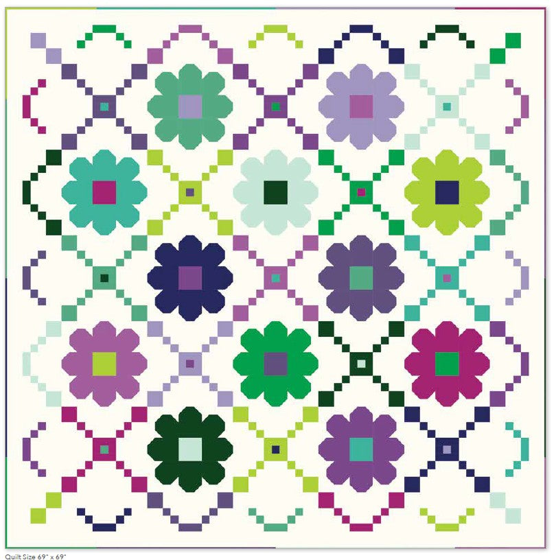 Daisy Chain Purple Vibrations Quilt Kit – Riley Blake Confetti Cotton – 69 x 69- Ships December