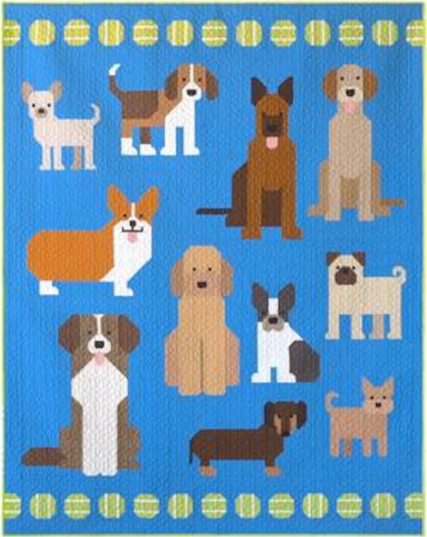 Dog Park Sampler Quilt Kit from Robert Kaufman, pattern by Elizabeth Hartman, 68" x 86