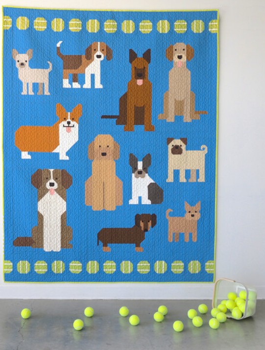 Dog Park Sampler Quilt Kit from Robert Kaufman, pattern by Elizabeth Hartman, 68" x 86