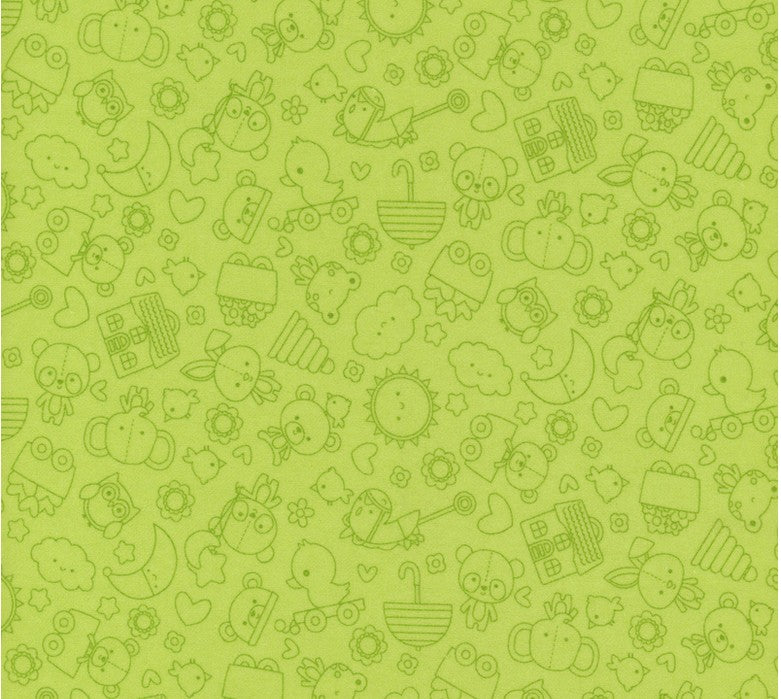 Flannel Receiving Blanket Kit - Bundle of Joy Toss White with Pretty Green backing- Doodlebug Riley Blake