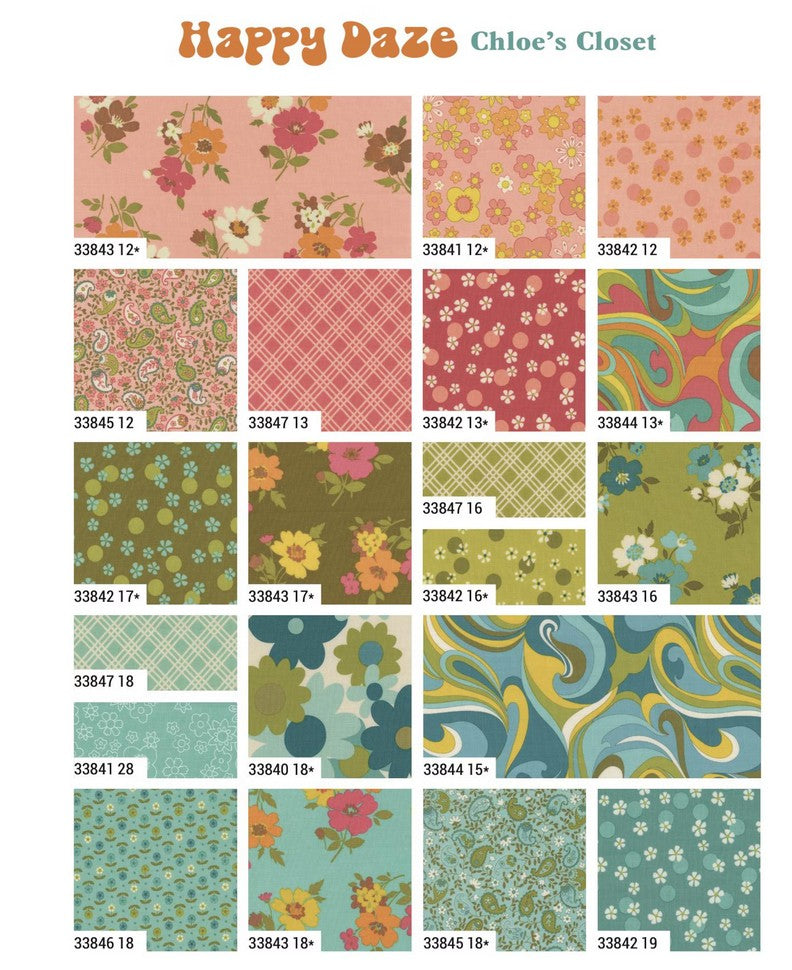 Happy Daze Fat Quarter Bundle by Chloe’s Closet for Moda Fabrics Ships January