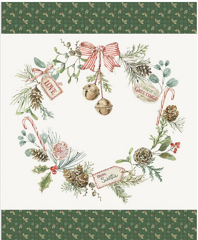 Holiday Spirit Season’s Greetings Wreath Panel by Lisa Audit for Riley Blake Designs – Ships May 2026