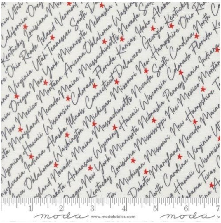 Independence Day States Text and Words Yardage – Moda 55721 11 – Ships March