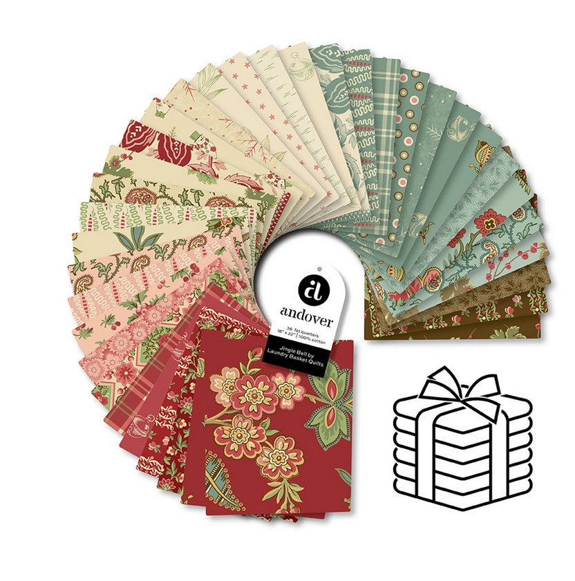 Preorder Jingle Bell Fat Quarter Bundle by Laundry Basket Quilts for Andover Fabrics 36 Fat Quarters Shipping May 2026